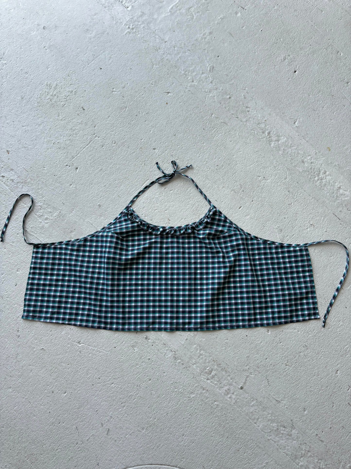 M Scoop Neck Halter Top in Blue Green Checks