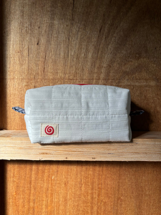White Broderie Anglaise Quilted Cosmetic Bag